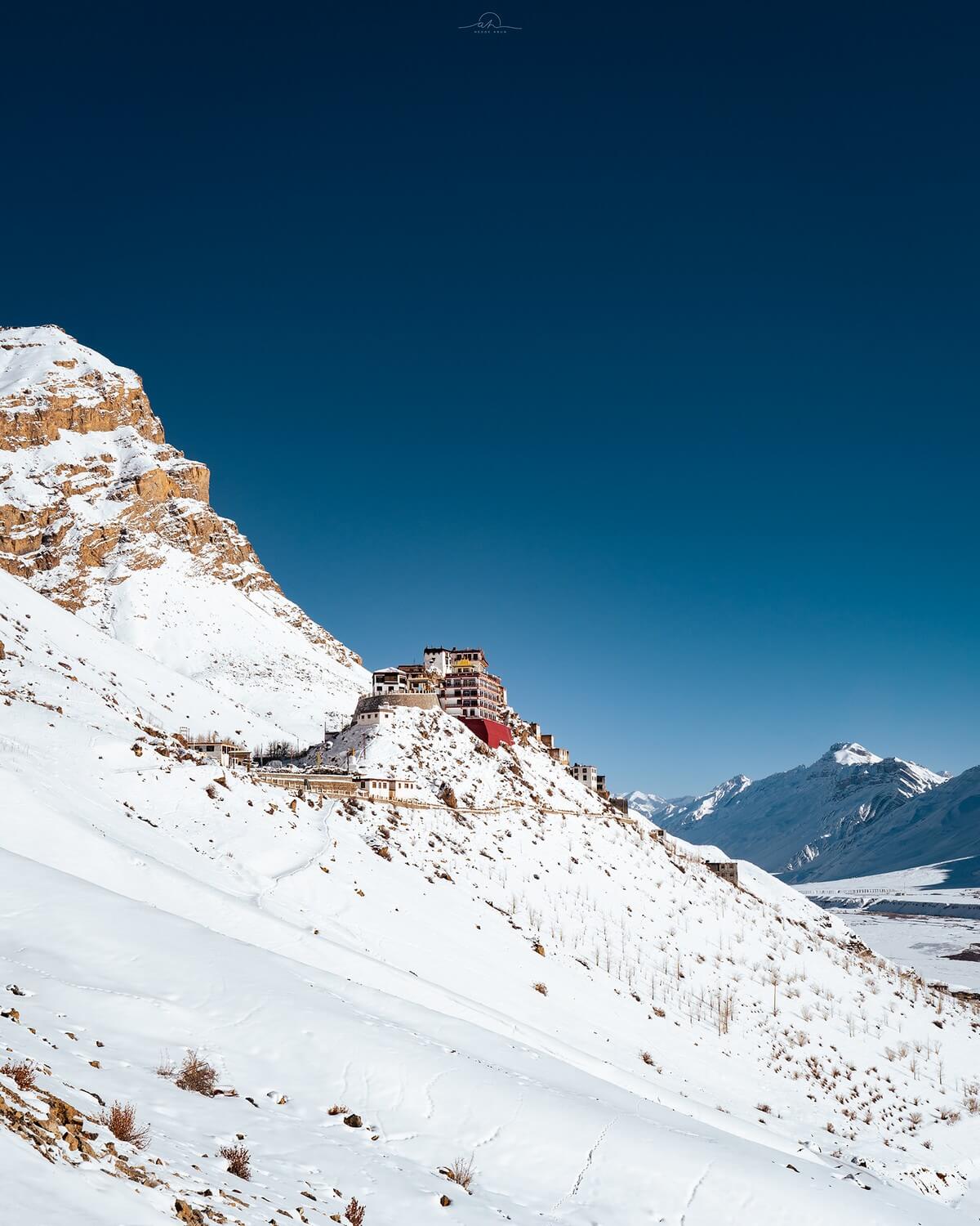 Snow Covered Key Monastery in Winter Spiti Spiti Winter Expedition with Arun Hegden